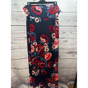 Agnes & Dora 3XL Floral Maxi Skirt Navy Blue Red Roses Flowers‎